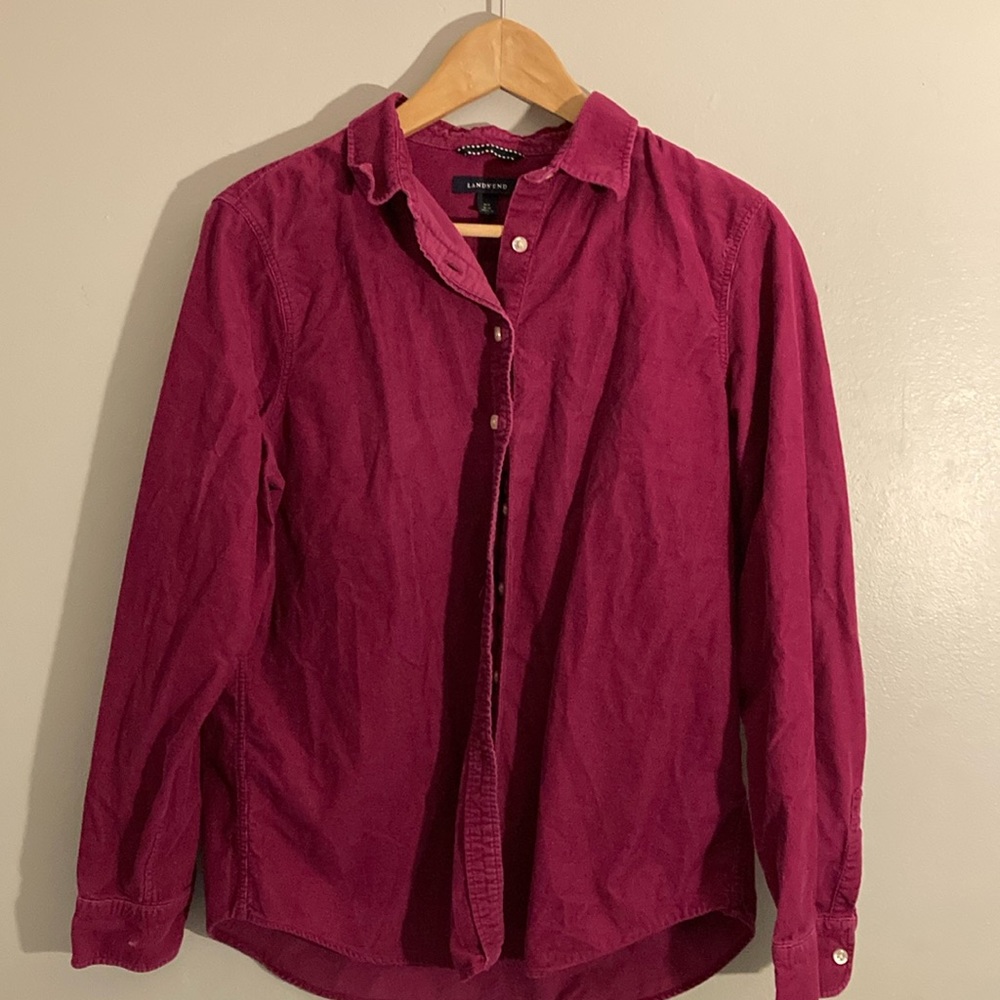 Like new Lands end magenta corduroy button down